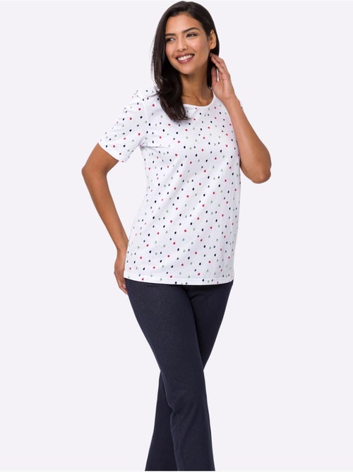 T-shirt à pois avec encolure ronde et manches courtes - Taille standard - Moda Vilona - Kiabi T-shirt à pois avec encolure ronde et manches courtes - Taille standard - Moda Vilona - Kiabi