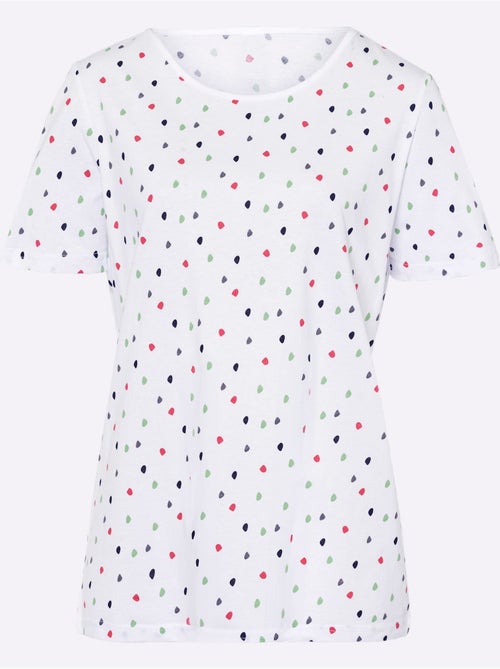 T-shirt à pois avec encolure ronde et manches courtes - Taille standard - Moda Vilona - Kiabi T-shirt à pois avec encolure ronde et manches courtes - Taille standard - Moda Vilona - Kiabi