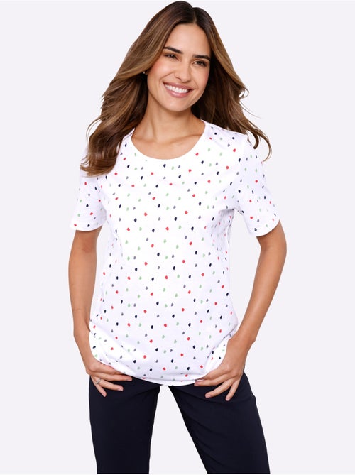 T-shirt à pois avec encolure ronde et manches courtes - Taille standard - Moda Vilona - Kiabi T-shirt à pois avec encolure ronde et manches courtes - Taille standard - Moda Vilona - Kiabi