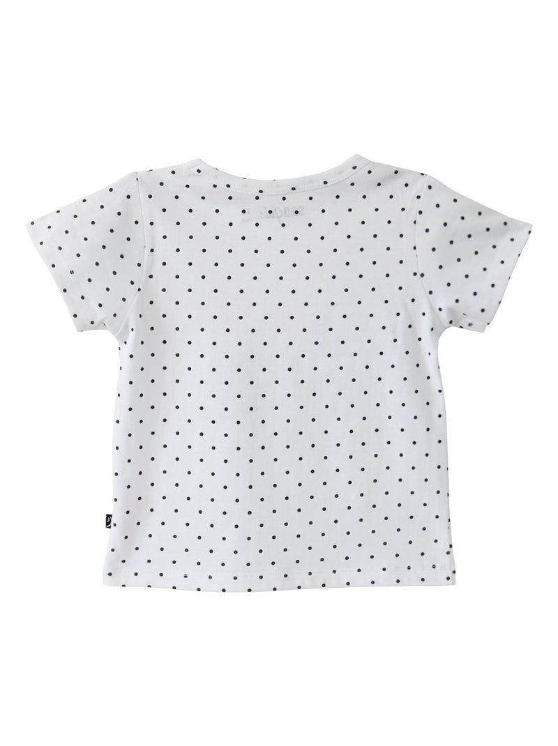 T SHIRT A POIS FILLE AFIA Blanc - Kiabi
