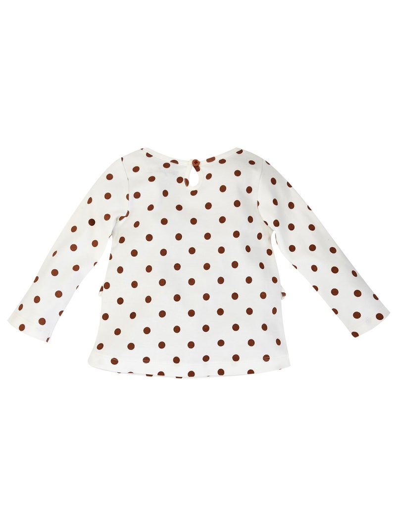 T SHIRT A POIS LOOK GIRLY Blanc - Kiabi