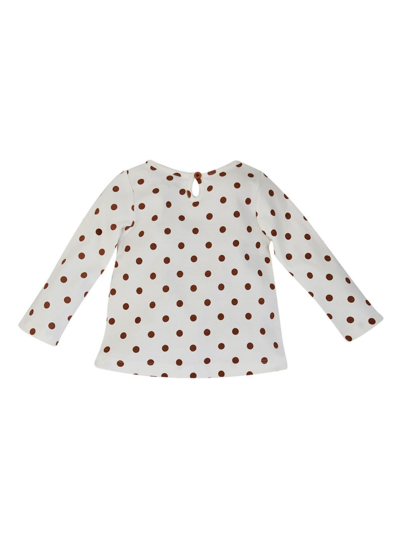 T SHIRT A POIS LOOK GIRLY Blanc - Kiabi
