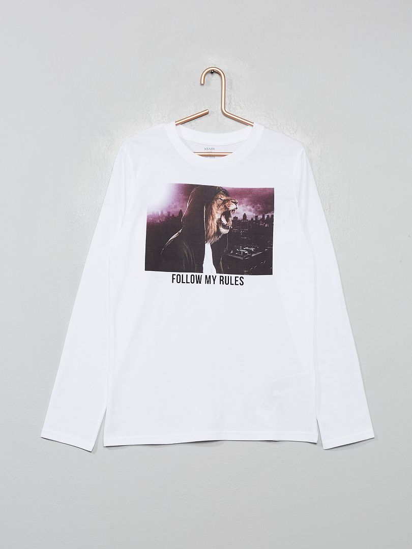 T-shirt à print blanc lion - Kiabi
