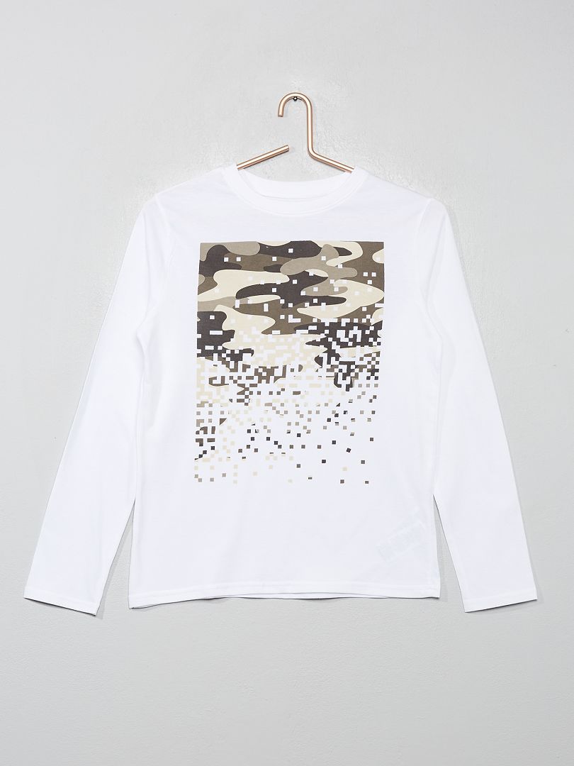 T-shirt à print blanc/camouflage - Kiabi