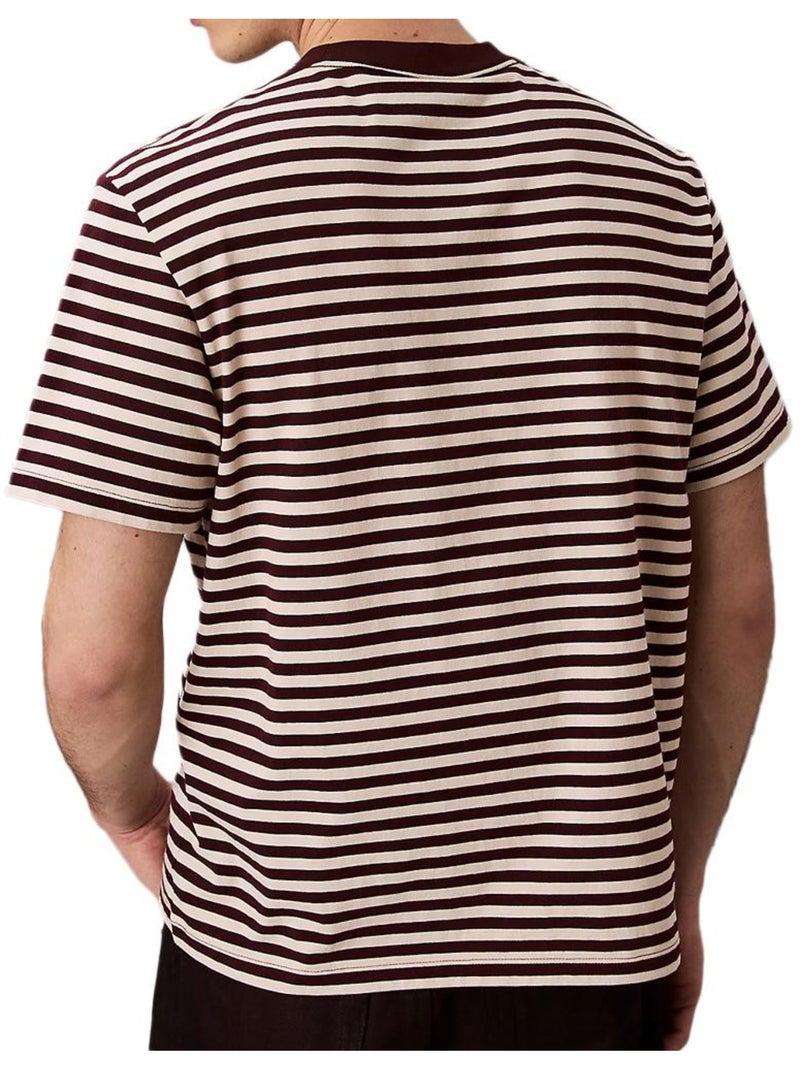 T-Shirt à Rayure Homme Calvin Klein Jeans Marron cappuccino - Kiabi