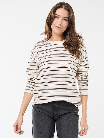 T-shirt à rayure tricolore en coton