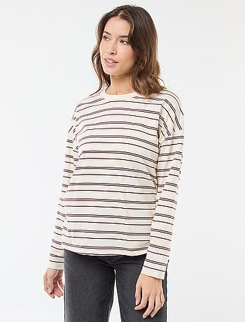 T-shirt à rayure tricolore en coton