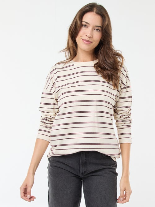 T-shirt à rayure tricolore en coton - Kiabi