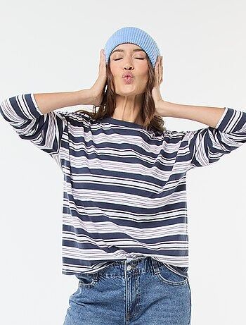 T-shirt à rayure tricolore en coton