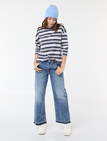 T-shirt à rayure tricolore en coton