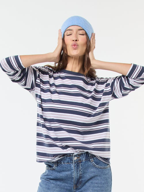 T-shirt à rayure tricolore en coton - Kiabi