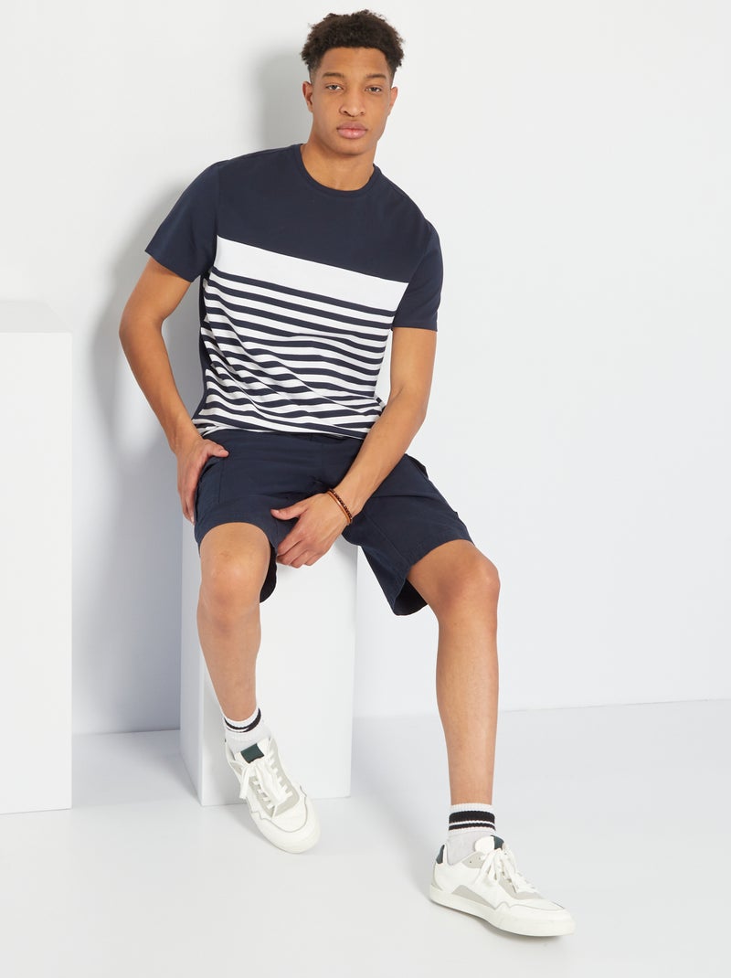 T-shirt à rayures +1m90 Bleu marine - Kiabi
