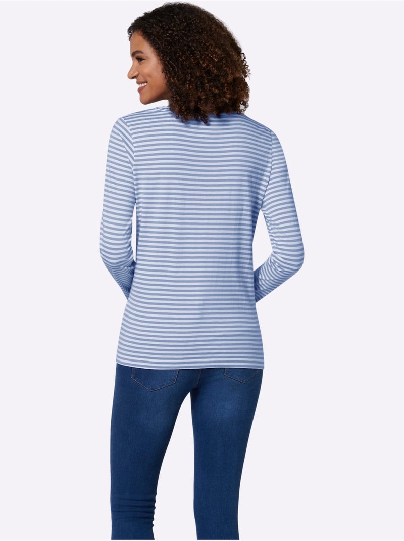 T-shirt à Rayures 50% Coton - Taille Standard - Witt Bleu Ecru - Kiabi