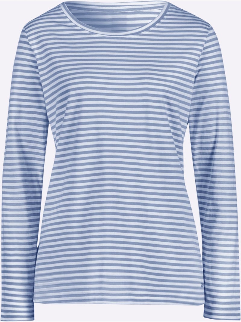 T-shirt à Rayures 50% Coton - Taille Standard - Witt Bleu Ecru - Kiabi