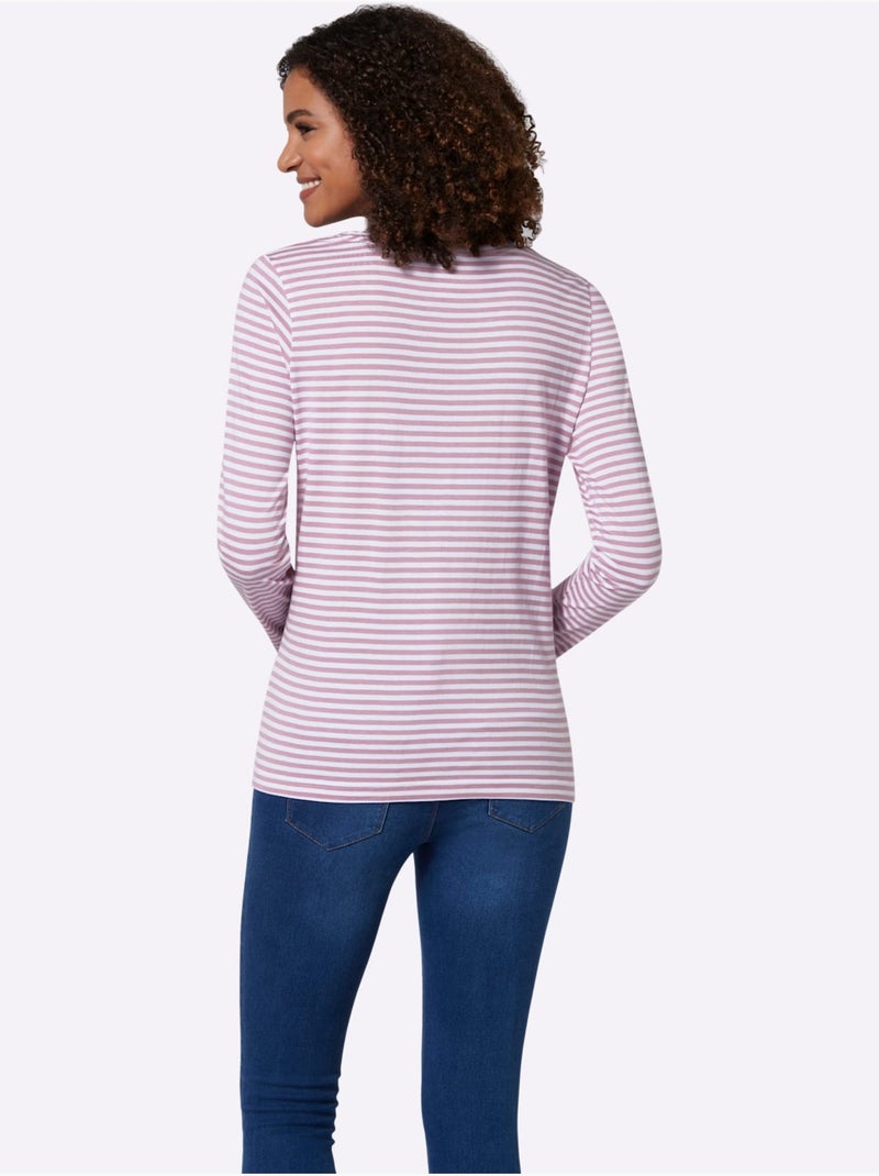 T-shirt à Rayures 50% Coton - Taille Standard - Witt Rose - Kiabi