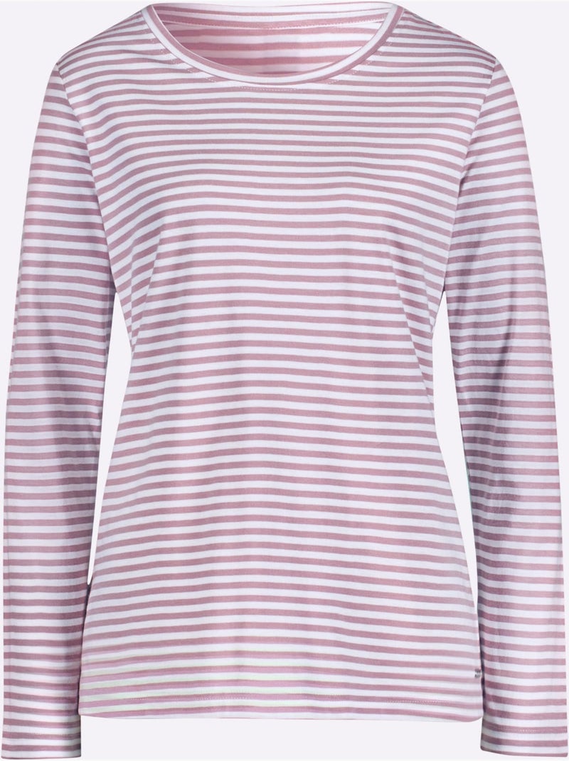 T-shirt à Rayures 50% Coton - Taille Standard - Witt Rose - Kiabi