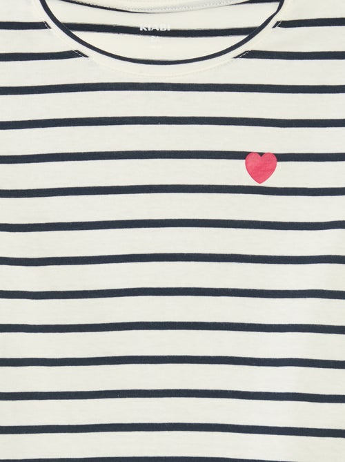 T-shirt à rayures à manches longues et col rond - Kiabi