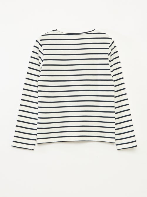 T-shirt à rayures à manches longues et col rond - Kiabi