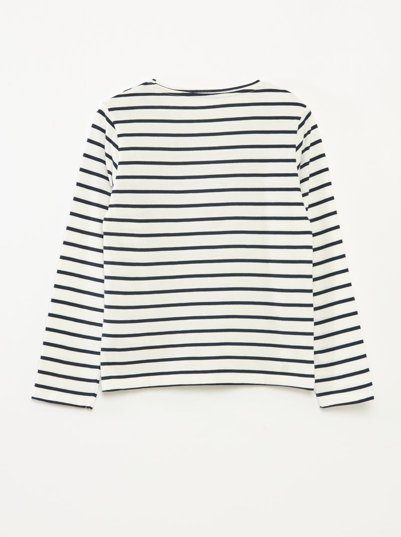 T-shirt à rayures à manches longues et col rond Bleu - Kiabi