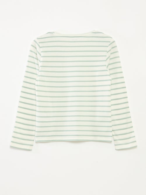 T-shirt à rayures à manches longues et col rond - Kiabi