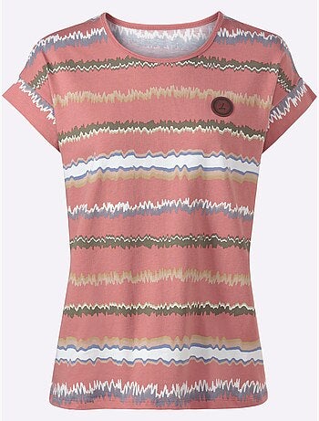 T-shirt à rayures avec col rond et mancherons décontractés - Taille standard - Witt