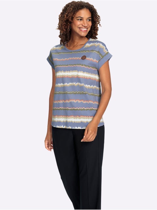 T-shirt à rayures avec col rond et manches courtes - Taille standard - Witt - Kiabi T-shirt à rayures avec col rond et manches courtes - Taille standard - Witt - Kiabi