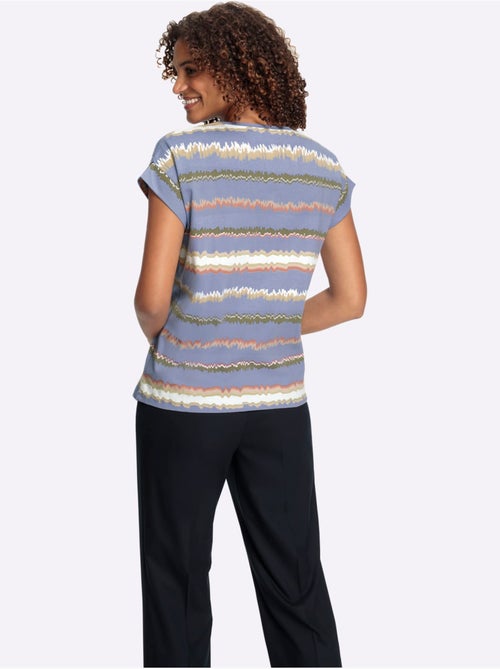 T-shirt à rayures avec col rond et manches courtes - Taille standard - Witt - Kiabi T-shirt à rayures avec col rond et manches courtes - Taille standard - Witt - Kiabi