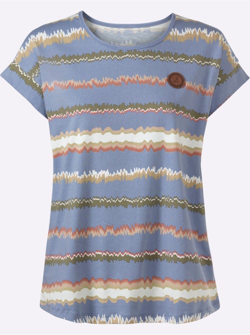 T-shirt à rayures avec col rond et manches courtes - Taille standard - Witt - Kiabi T-shirt à rayures avec col rond et manches courtes - Taille standard - Witt - Kiabi