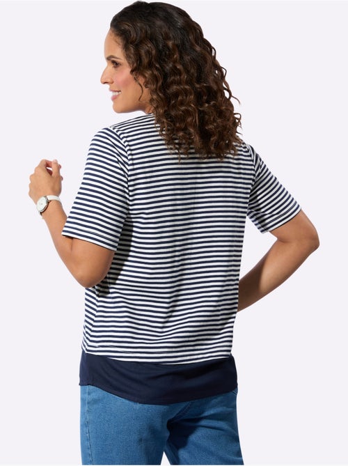 T-shirt à rayures avec col rond et manches courtes - Taille standard - Witt - Kiabi T-shirt à rayures avec col rond et manches courtes - Taille standard - Witt - Kiabi