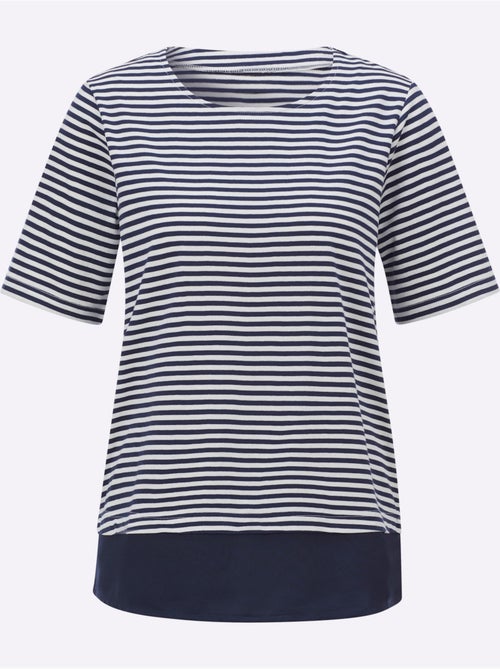 T-shirt à rayures avec col rond et manches courtes - Taille standard - Witt - Kiabi T-shirt à rayures avec col rond et manches courtes - Taille standard - Witt - Kiabi