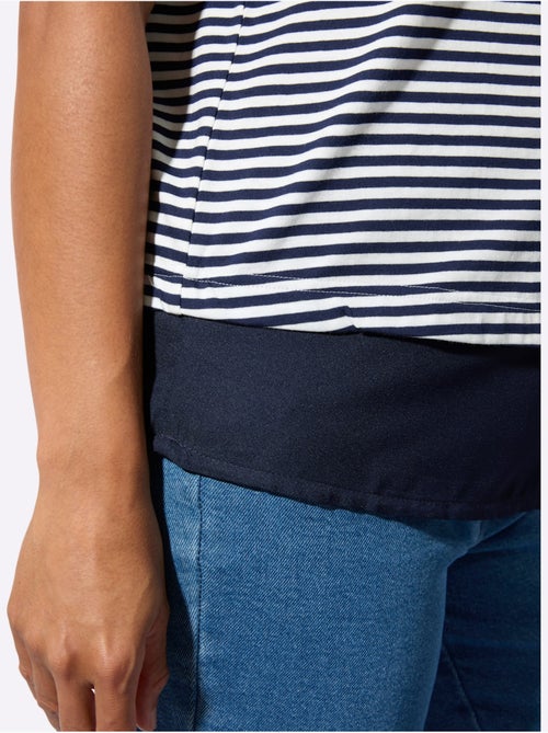 T-shirt à rayures avec col rond et manches courtes - Taille standard - Witt - Kiabi T-shirt à rayures avec col rond et manches courtes - Taille standard - Witt - Kiabi