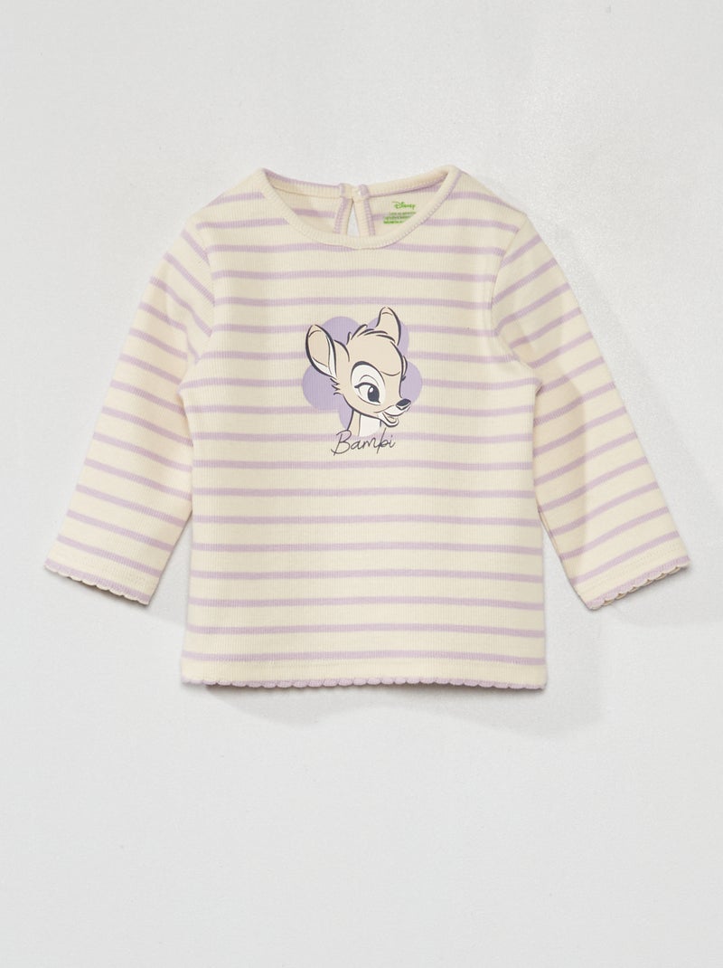 T-shirt à rayures 'Bambi' Blanc/violet - Kiabi