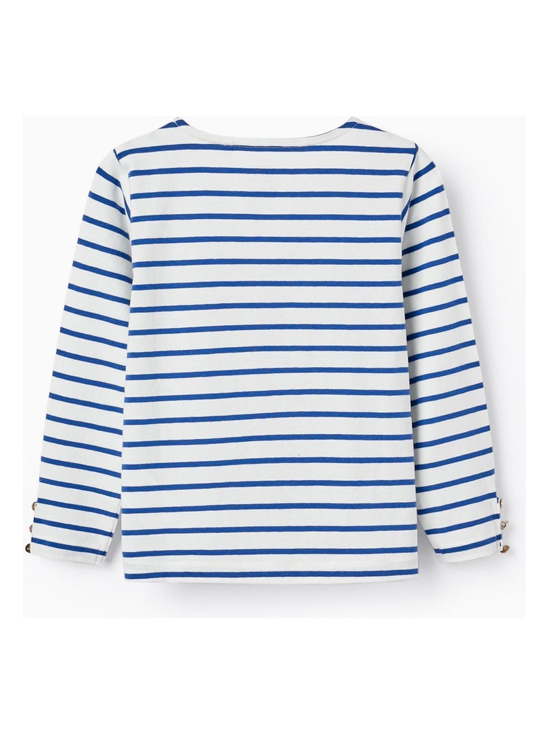 T-shirt à rayures blanches et bleu foncé à manches longues pour fille manches longues SPRING BEGINS Blanc - Kiabi