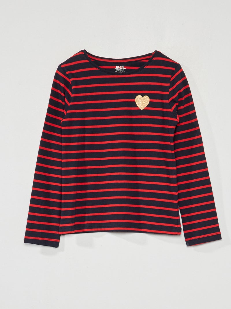 T-shirt à 'rayures' Bleu/rouge - Kiabi
