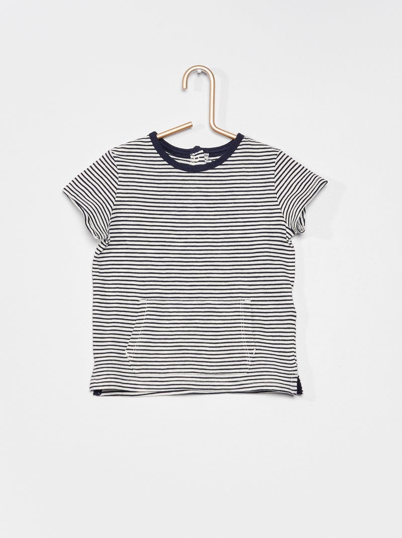 T-shirt à rayures en jersey Noir - Kiabi