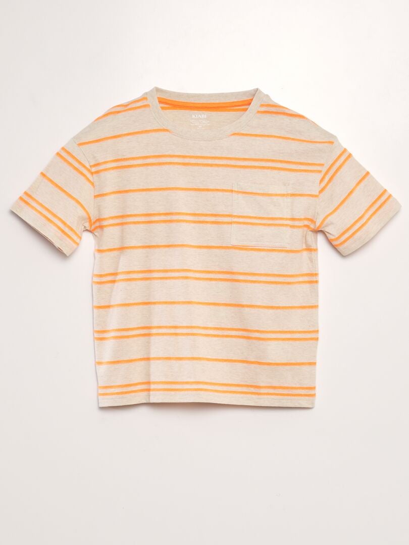 T-shirt à rayures en jersey Orange - Kiabi