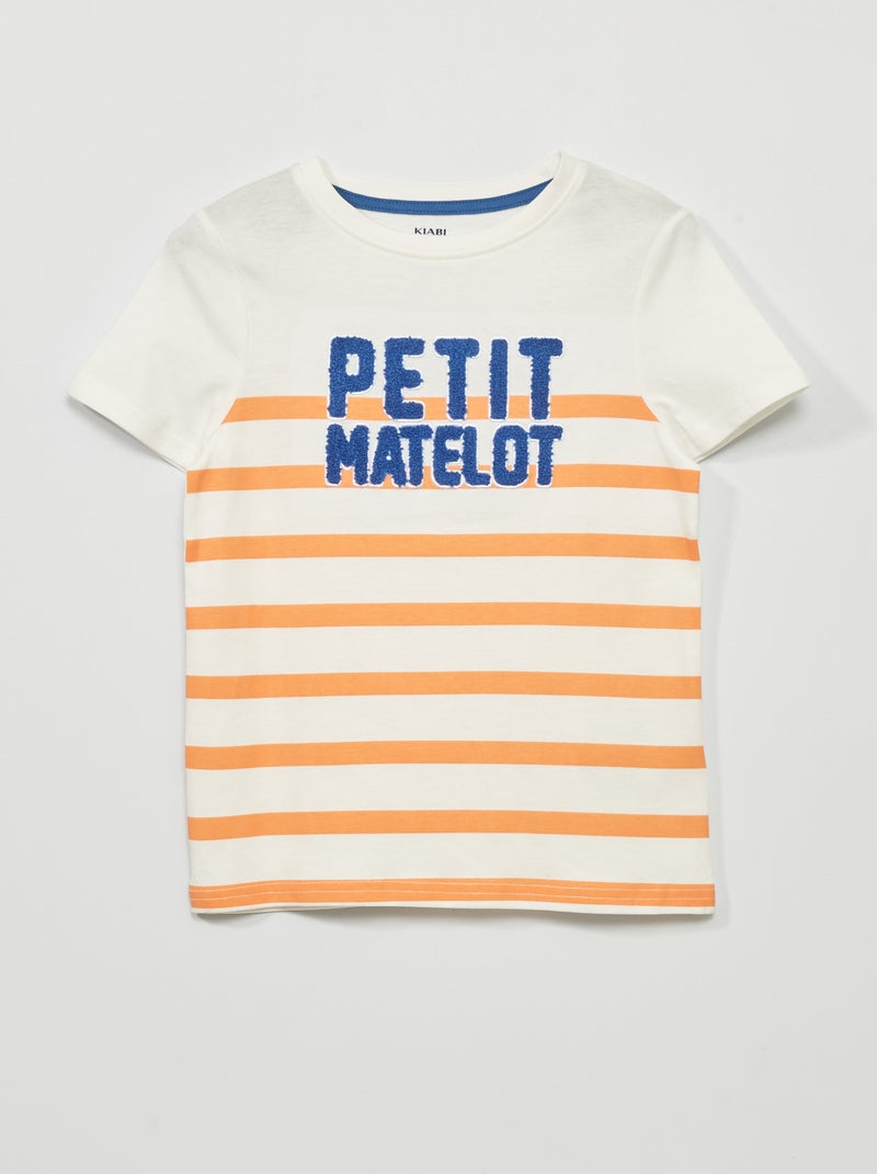 T-shirt à rayures en jersey Orange/blanc - Kiabi
