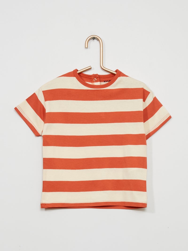 T-shirt à rayures en jersey Rouge - Kiabi