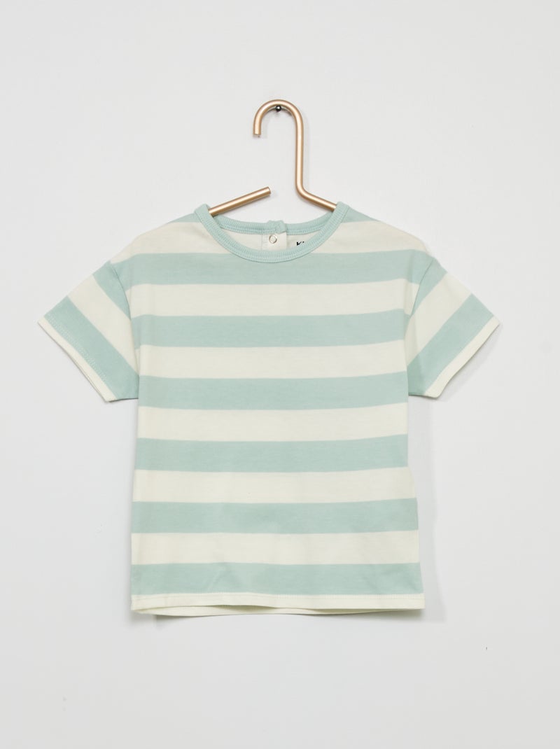 T-shirt à rayures en jersey Vert bleu - Kiabi