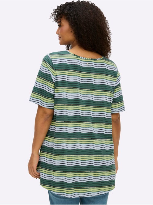 T-shirt à Rayures Encolure En V Affinante - Taille Standard - Sheego - Kiabi