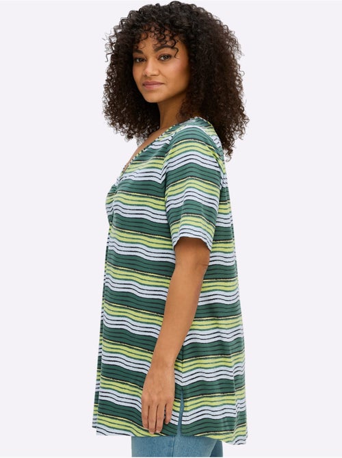 T-shirt à Rayures Encolure En V Affinante - Taille Standard - Sheego - Kiabi