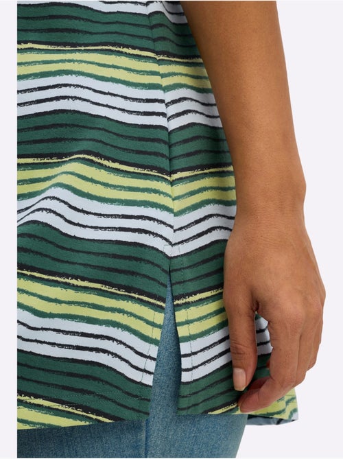 T-shirt à Rayures Encolure En V Affinante - Taille Standard - Sheego - Kiabi