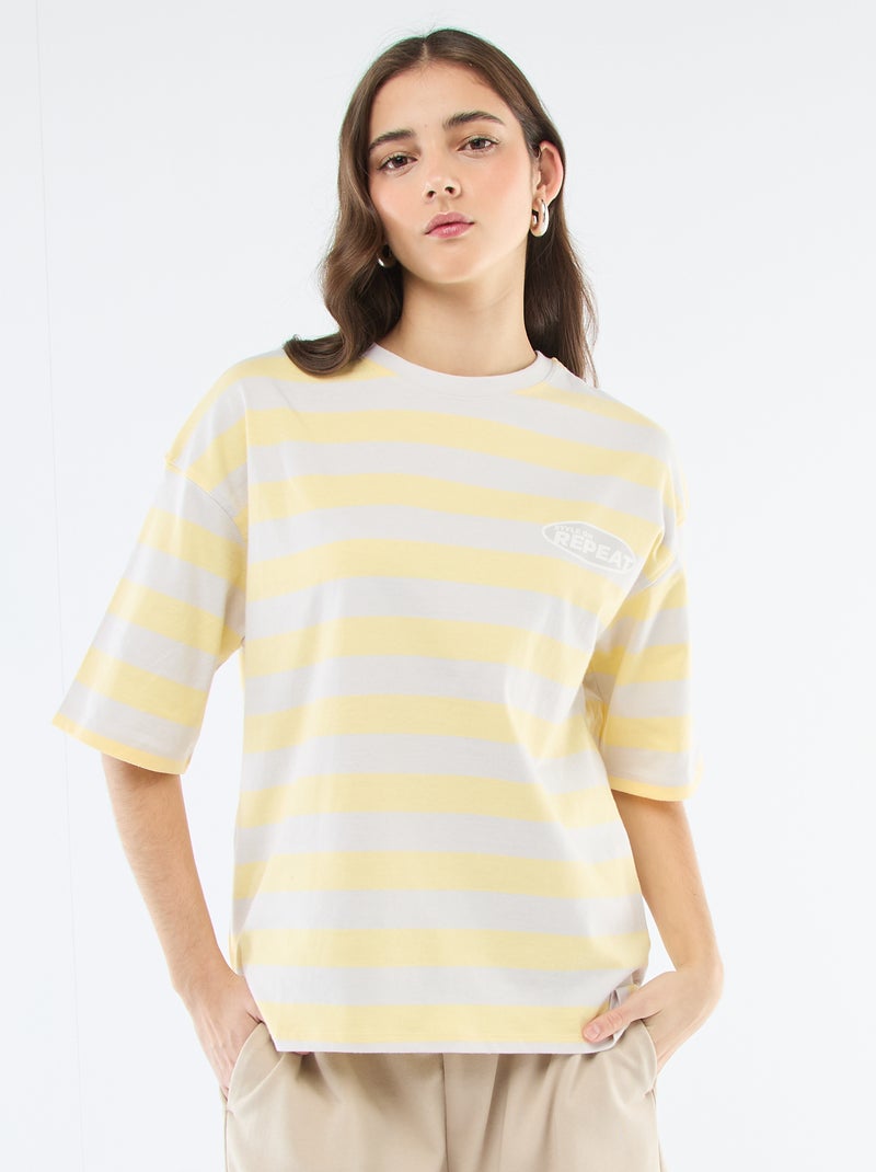 T-shirt à rayures large Jaune - Kiabi
