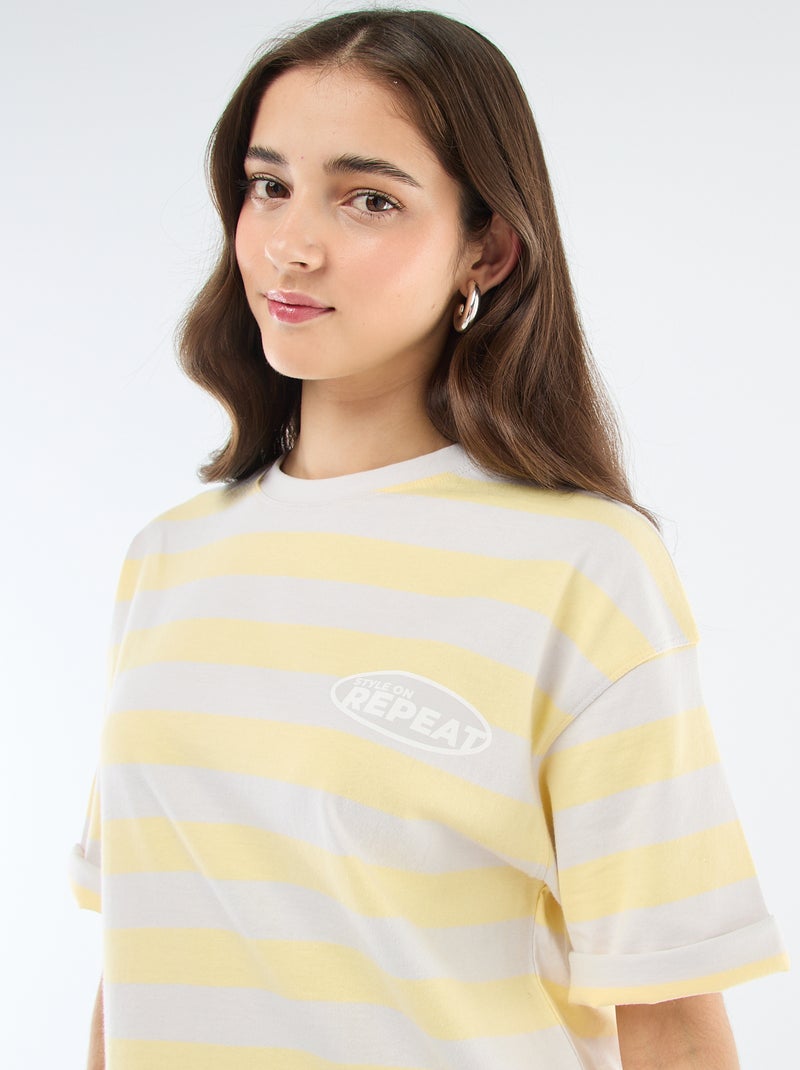 T-shirt à rayures large Jaune - Kiabi