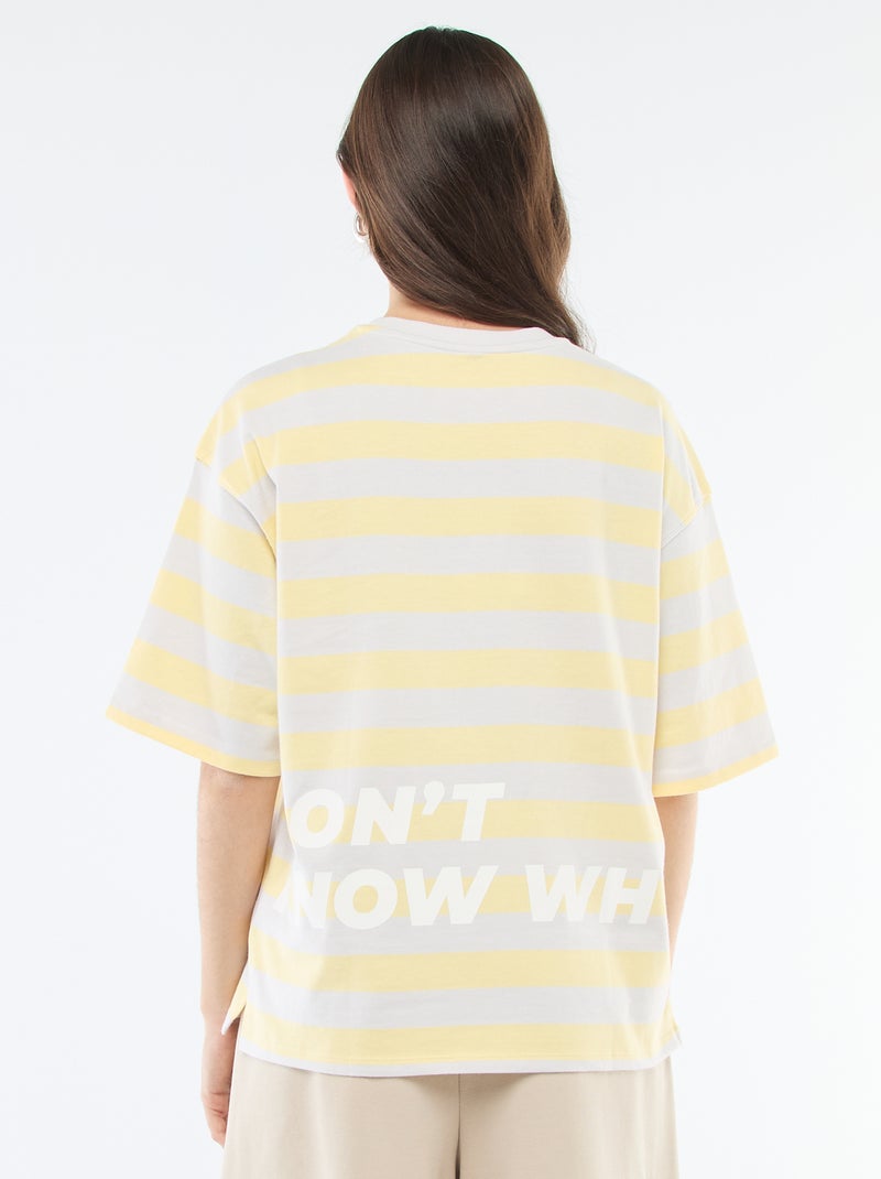 T-shirt à rayures large Jaune - Kiabi