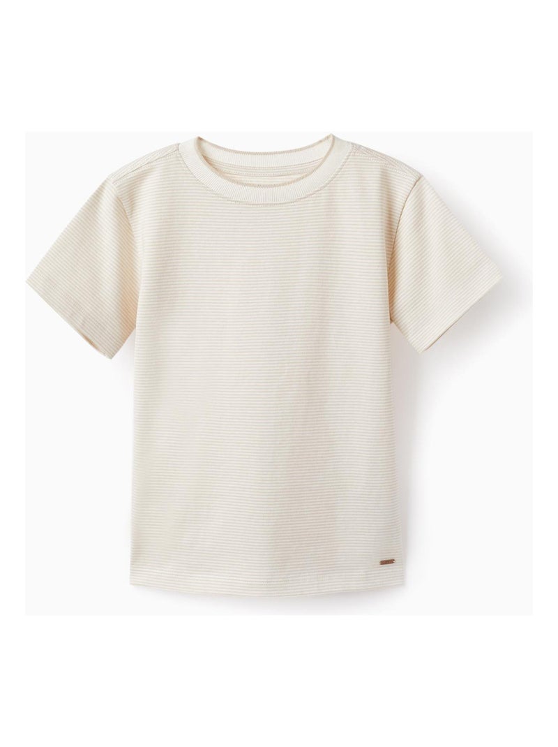 T-shirt à Rayures pour Garçon manches courtes  MONTE-CARLO Blanc - Kiabi