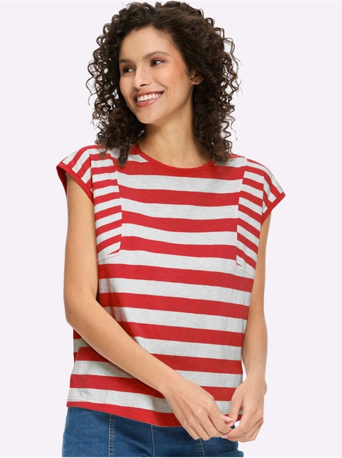 T-shirt à Rayures Pur Coton - Taille Standard - Helline - Kiabi T-shirt à Rayures Pur Coton - Taille Standard - Helline - Kiabi
