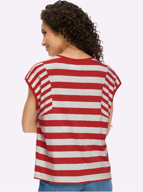 T-shirt à Rayures Pur Coton - Taille Standard - Helline - Kiabi T-shirt à Rayures Pur Coton - Taille Standard - Helline - Kiabi