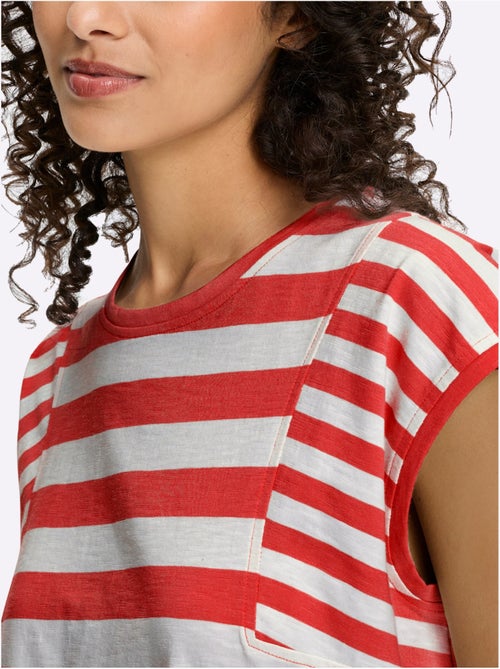 T-shirt à Rayures Pur Coton - Taille Standard - Helline - Kiabi T-shirt à Rayures Pur Coton - Taille Standard - Helline - Kiabi