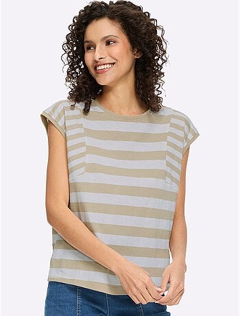 T-shirt à rayures pur coton - taille standard - helline